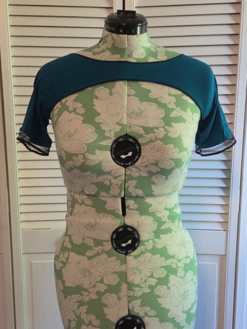 Blue Shrug with Black Trim
